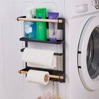 FORGEVIO Black Kitchen Magnetic Fridge Storage Shelf Spice | Size: 0.6m2