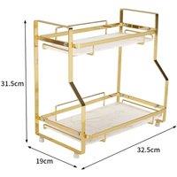 FORGEVIO 2 Tier- Bathroom Shower Shelf Kitchen Storage in Gold | Size: 0.6m2