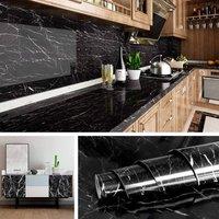FLAVORA Black Marble Gloss Film Vinyl Self Adhesive Countertop | Size: 10000mm x 520mm