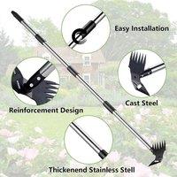 FLAVORA Weed Puller Tool 2-in-1 Soil Loosener Long Handle in Silver | Size: 1.25kg