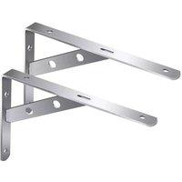 FLAVORA 2Pcs Heavy Duty L Shaped Angle Shelf Brackets Support in Silver | Size: 10000mm x 520mm