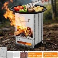 FLAVORA Portable Folding Stainless Steel Stove Outdoor Camping in Silver | Size: 100 cm x 60 cm