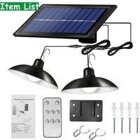 FLAVORA 2 Heads LED Solar Powered Pendant Hanging Light Lamp in Black
