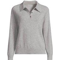 Lands' End Women's Cashmere Polo Jumper in Grey | Size: Small