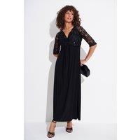 Klass. Women's Sequin Lace Twist Front Maxi Dress in Black | Size: 10