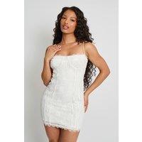 Public Desire Women's Lace Corset Detail Mini Dress White | Size: 8
