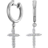 The Diamond Store Women's Stellato Cross 0.24ct Lab Diamond Hoops Earrings in Sterling Silver