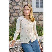 WoolOvers Women's Dragonfly Blossom Cardigan in Cream | Size: Small