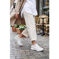Elle Sport Women's Leather Chunky Sole Lace Up Trainers in Warm White | Size: 8
