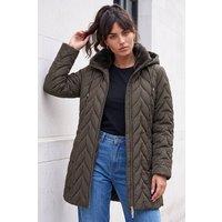 Roman Women's Zig Zag Padded Coat in Khaki | Size: 18