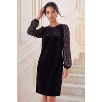 Roman Women's Petite Hybrid Foil Dress in Black | Size: 18