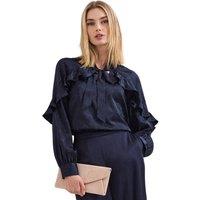 Phase Eight Women's Liberty Bow Ruffle Detail Blouse in Dark Navy | Size: 16