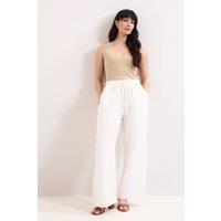 Phase Eight Women's Rowan Wide Leg Linen Trousers in Natural White | Size: 12
