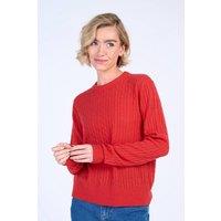Kettlewell Women's Cable Cashmere Blend Crew Neck Sweater in Red | Size: 10
