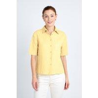 Kettlewell Women's Short Sleeve Linen Blend Shirt in Lemon | Size: 10