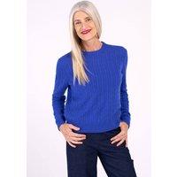 Kettlewell Women's Cable Cashmere Blend Crew Neck Sweater in Cobalt | Size: 10