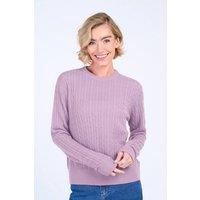 Kettlewell Women's Cable Cashmere Blend Crew Neck Sweater in Pale Lilac | Size: 14