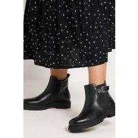 Yours Women's Faux Leather Buckle Chelsea Boots In Wide E Fit & Extra Wide EEE Fit in Black | Size: 6EEE