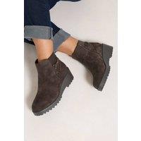 Yours Women's Buckle Detail Wedge Heel Boots In Extra Wide EEE Fit in Brown | Size: 9EEE