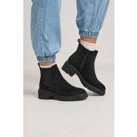 Yours Women's Cleated Chelsea Boot In Wide E & Extra Wide EEE Fit in Black | Size: 9E