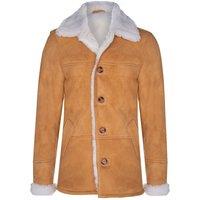 Infinity Leather Men's Classic Sheepskin Car Coat-Auburn in Tan | Size: 2XL