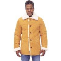 Infinity Leather Men's Classic Sheepskin Car Coat-Leyton in Light Tan | Size: XL
