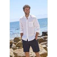 WoolOvers Men's Classic Style Linen Shirt in White | Size: 2XL