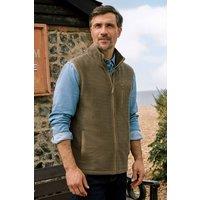 WoolOvers Men's Textured Zip Through Gilet in Dark Olive | Size: Medium