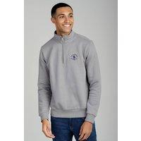 Santa Barbara Polo & Racquet Club Men's 1/4 Zip Cotton Rich Funnel Neck Sweatshirt in Grey | Size: Large