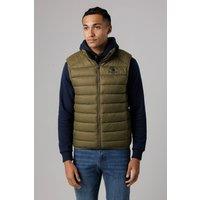 Santa Barbara Polo & Racquet Club Men's Lightweight Zip Through Padded Gilet with Zipped Pockets in Khaki | Size: Small