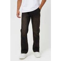 Brave Soul Men's Loose Fit Denim Jeans With Split Hem in Brown | Size: 34R