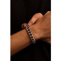 Outrage London Men's Silver Personalised 14MM Cuban Chain Bracelet | Size: 8 inches
