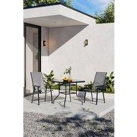 Garden Sanctuary 3Pcs Steel Outdoor Garden Table & Chair Set in Black