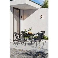Garden Sanctuary 5Pcs Outdoor Garden Steel Dining Bistro Set in Black
