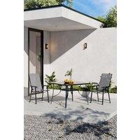 Garden Sanctuary 2-Seater Outdoor Garden Tempered Glass Square Table & Chair Set in Black