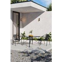 Garden Sanctuary 3 Pcs Square Outdoor Garden Dining Table & Chair Set in Black