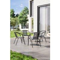 Garden Sanctuary 4Pcs PE Rattan-Woven Stacking Garden Chairs in Black