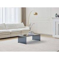 Vente-unique Curved Smoked Tempered Glass Coffee Table - Black - ALONZO in Clear