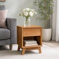 STILVORA Bedside Table with Drawer & Shelf, 40 cm in Brown