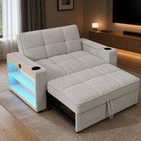 STILVORA 2 Seater Sofa Bed with LED Lighting & Storage in Grey