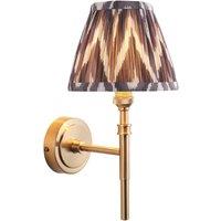 Netlighting Chester Wall Light Grey Fabric Zigzag Shade 16cm B22 in Gold