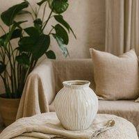 Wyld Haus Windmere White Round Textured Ceramic Vase