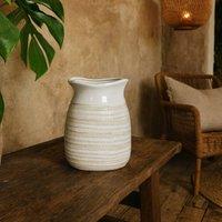 Wyld Haus Saffron Medium Hewn Ceramic Vase Textured Scandi Pattern in White