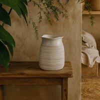 Wyld Haus Saffron Cylinder Hewn Ceramic Vase Textured Scandi Pattern White