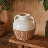 Wyld Haus Stonewild Medium Amphora White & Sand Textured Ceramic Vase Handles