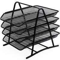 MANTRARAJ 4 Tier Letter Tray A4 Mesh Filing Trays Holder in Black