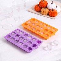 OHS 2 Pack Halloween Pumpkin Silicone Ice Cube Trays Easy Release
