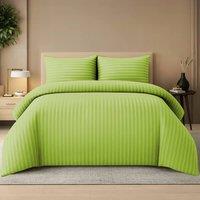 Lazzaro Home Premium Brushed Microfiber Embossed Stripes Reversible Duvet Cover Set in Lime | Size: Single