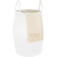 FORGEVIO White Large Laundry Hamper Woven Rope with Handle | Size: 0.6m2