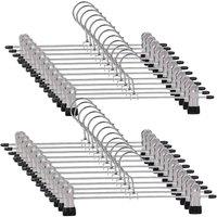 FLAVORA 20x Pants Hangers w/ Non-Slip Clips Trouser Jeans in Silver | Size: 100 cm x 15 cm